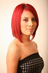 Salon Style - Sexy Latina Model with Red Hair