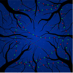 Vector illustration of a forest canopy at Christmas