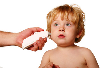 young boy with a temperature