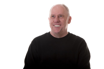 Obraz premium Old Guy in Black Shirt with Big Smile
