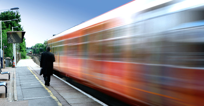 High Speed Commuter Train Passing By 