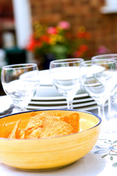 Outdoor table setting for alfresco lunch