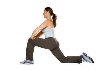  fitness trainer  stretching for her calf and back muscle © Juriah Mosin
