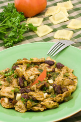 Healthy ravioli and red bean salad