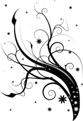 Black and white floral abstract design ideal for page corner