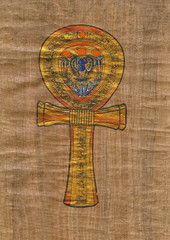 Egyptian papyrus. Ankh cross.