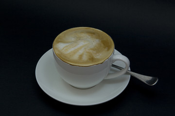 Flat White Coffee on Black background