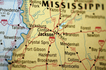 Naklejka premium Map of Jackson, Mississippi