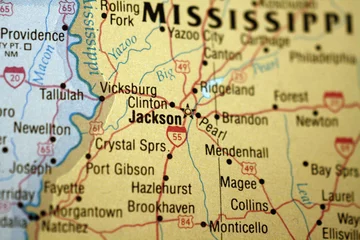Foto op Plexiglas Map of Jackson, Mississippi © JEEPhade