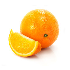 fresh ripe orange fruit isolated on the white background