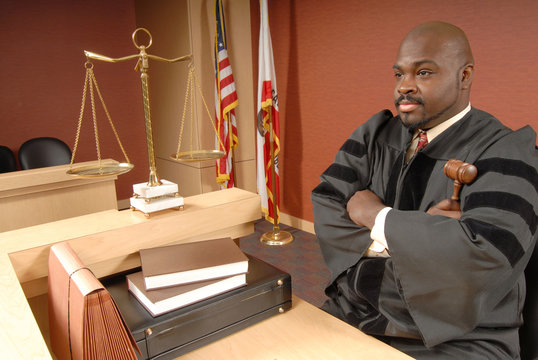Judge in his courtroom