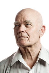 Confident looking elderly man. Isolated on white background