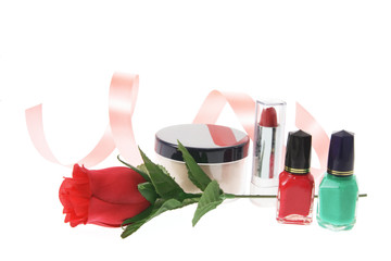 Cosmetics and Red Rose