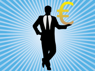 Businessman holding in his hand euro