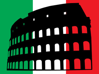 Vector of the italian flag and the Colosseum