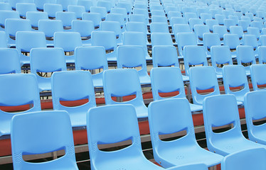 Fototapeta premium Empty Blue Seats in Open Air