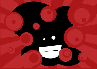 Personnage Cartoon dans Décor Disco Rouge