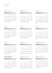 2008 White Calendar