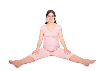 Pregnant girl trainning on frloor