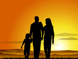 Family at sunset