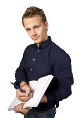 Salesman taking notes