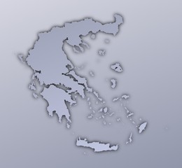 Greece map filled with metallic gradient. Mercator projection.