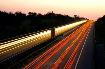 Traffic on a highway at night