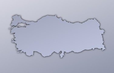Turkey map filled with metallic gradient. Mercator projection.