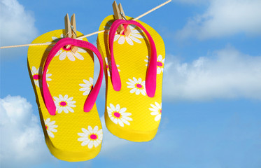 Flip Flops Drying on Line