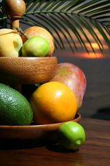 Tropical fruits at night