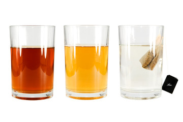 Three glasses and a tea bag