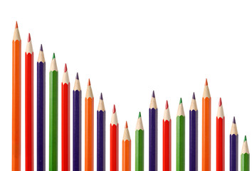 Business graph illustrating decrease made up of colored pencils