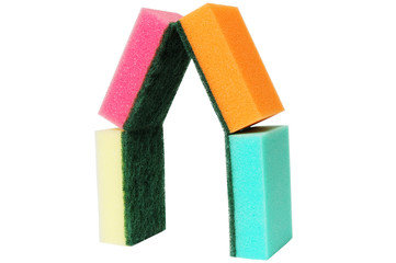 house from multicolor sponges
