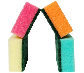 house from multicolor sponges