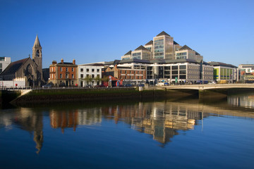 Dublin City Downtown River View In Ireland