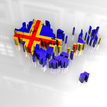 3d flag map of aaland