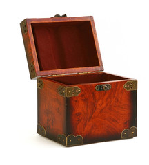 open antique wooden trunk - 7424394