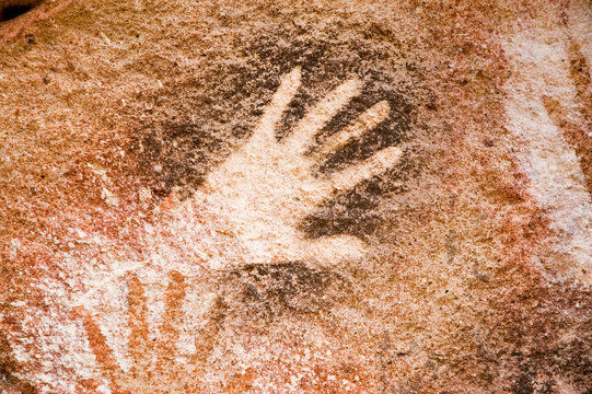 ancient cave painting in patagonia, Argentina.