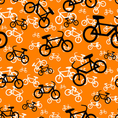 Seamless bicycle pattern - orange design