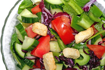 Tossed Salad Up Close in a Glass Bowl © V. J. Matthew