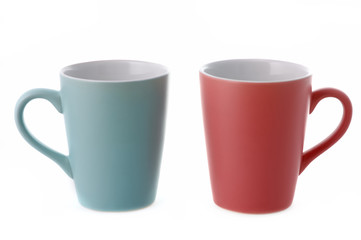 Two cups on white background