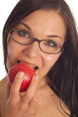 woman with apple