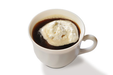 Coffee and ice-cream is in a cup