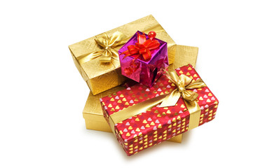 Three giftboxes isolated on the white background