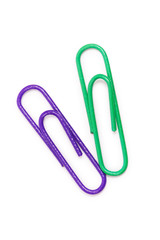 Extreme close-up of paper clips isolated on white