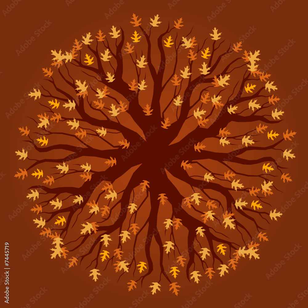 Canvas Prints vector decorative oak tree pattern - autumn colors