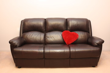 leather couch with heart