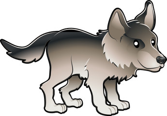 Cute Wolf Vector Illustration
