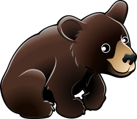 American Black Bear Cute Vector Illustration