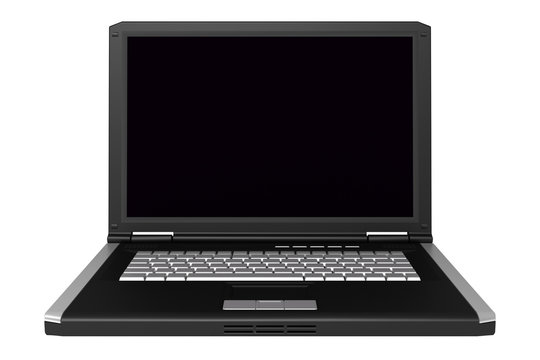 3d black laptop isolated on white background